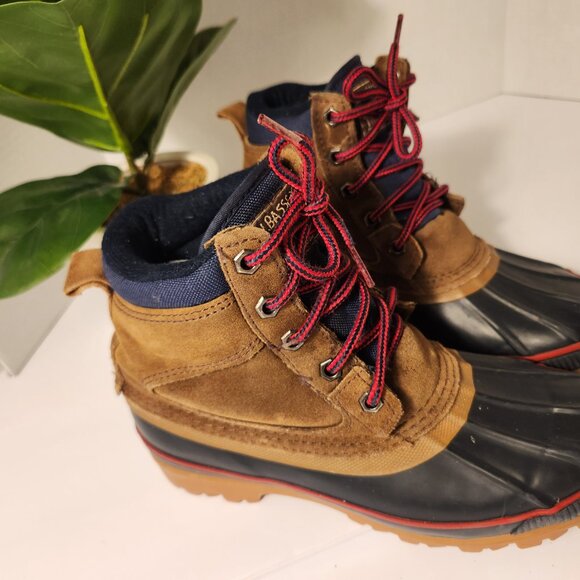 GH Bass & Co. Brown, Black, Red Laced Duck Rain Boots Women's Size 6 - Picture 2 of 11